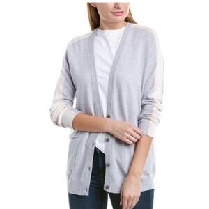 ATM Schoolboy gray and pink wool button cardigan size Large